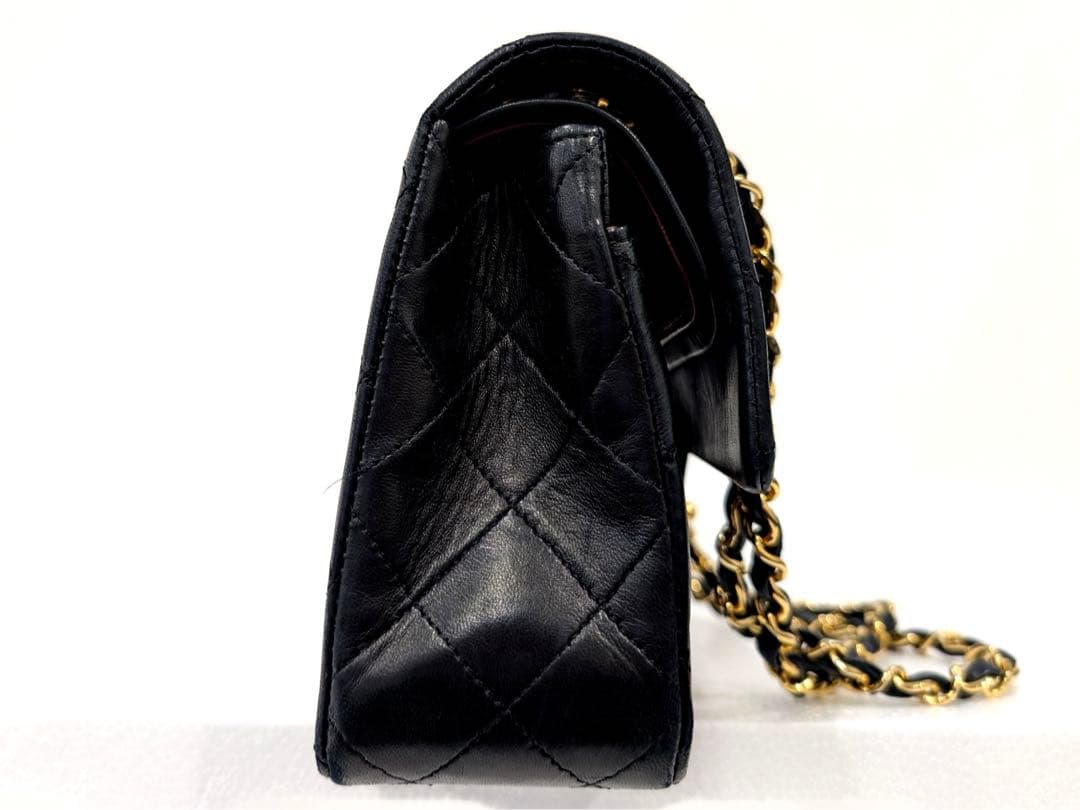 美品 CHANEL マトラッセ Wフラップ Wチェーンショルダー ラムスキン