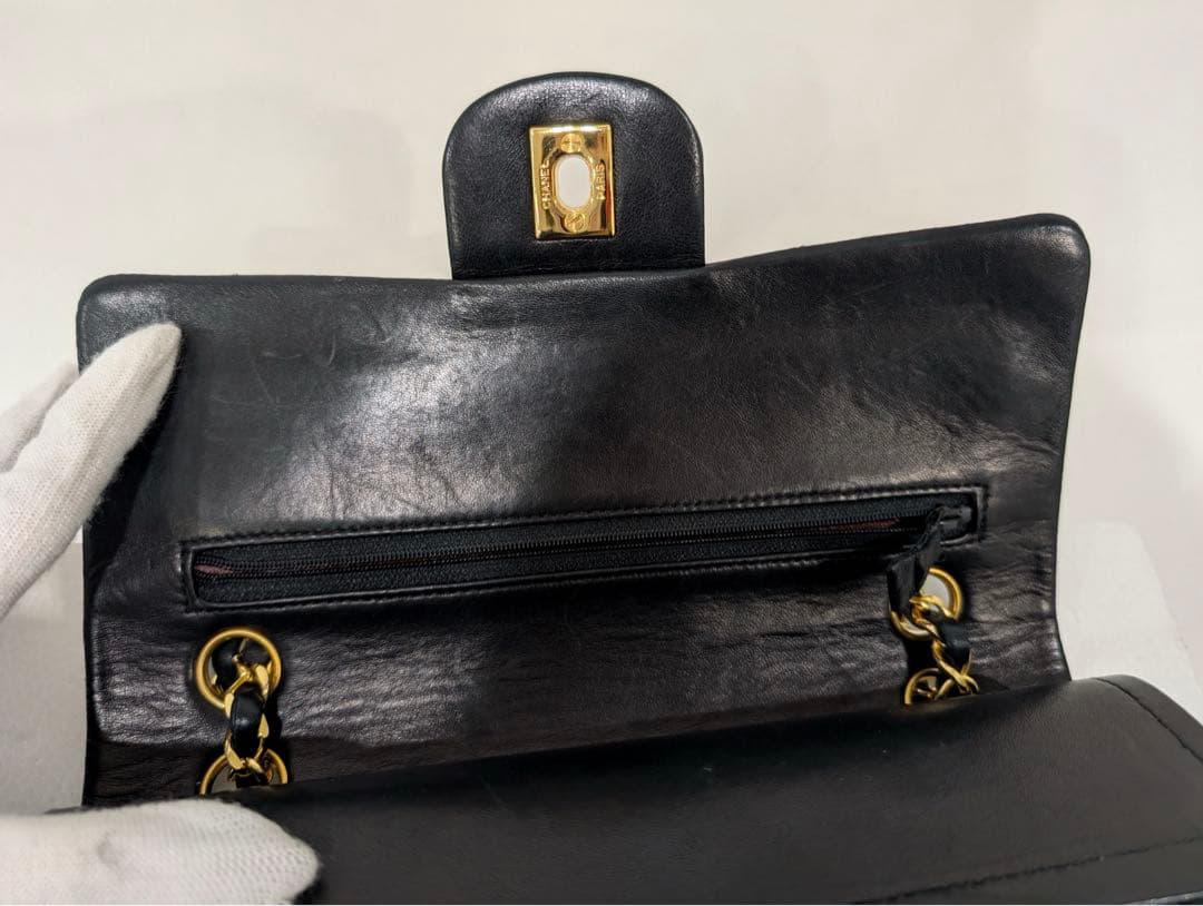 美品 CHANEL マトラッセ Wフラップ Wチェーンショルダー ラムスキン