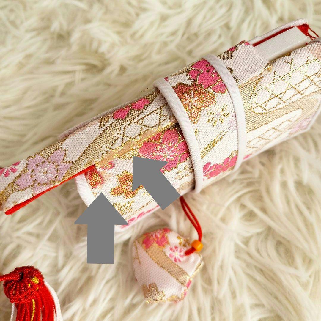 【7歳】七五三 はこせこセット 流水 小花 ホワイト ピンク系 日本製