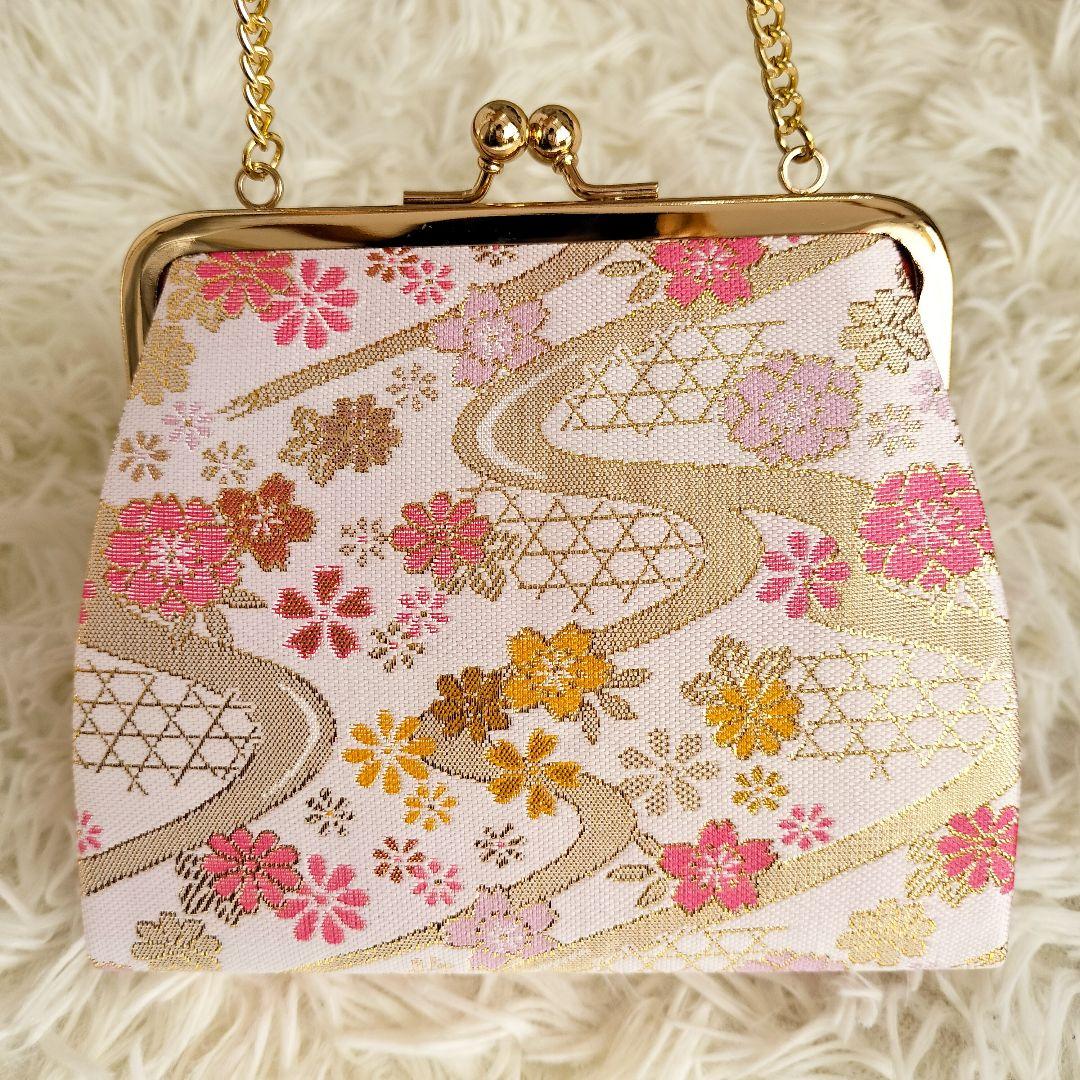 【7歳】七五三 はこせこセット 流水 小花 ホワイト ピンク系 日本製