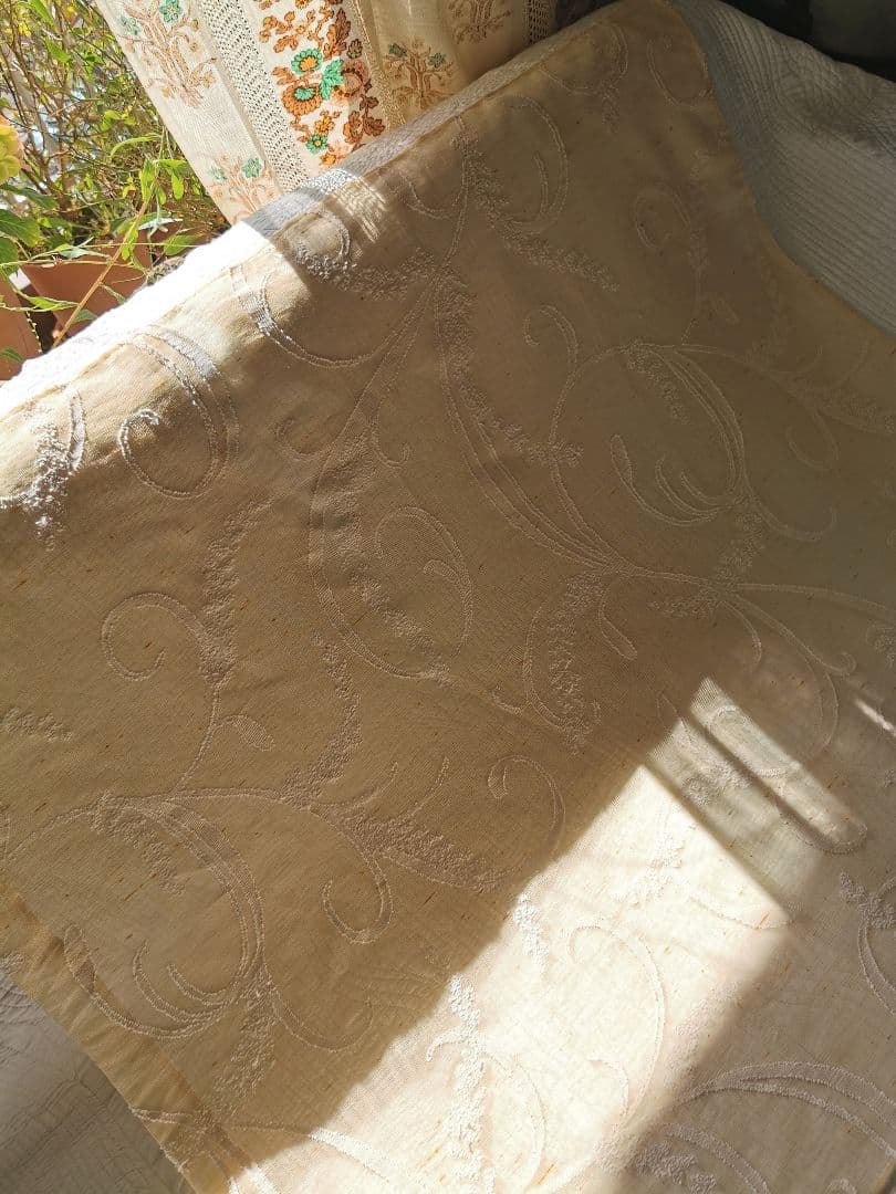 アンティークマドラスレース 麦の穂と葉 アプリコット＆アイボリー