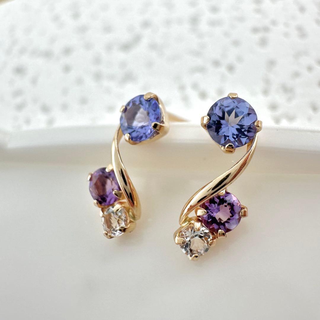 K10YG タンザナイト アメジスト ホワイトトパーズ 天然石 イエローゴールド