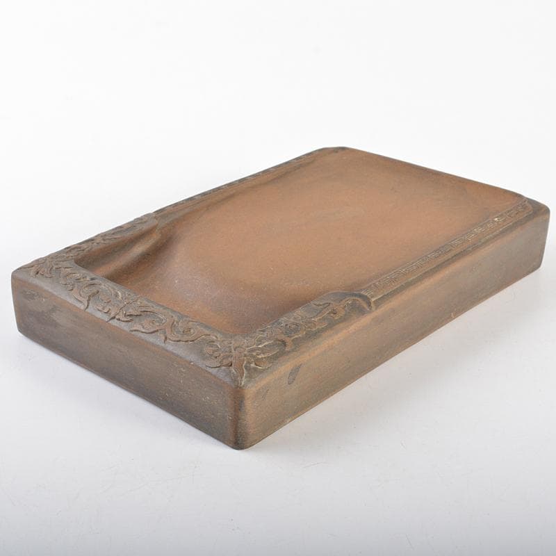 中国 書道具 花刻 端渓硯 唐木箱付 ショップ V R6981