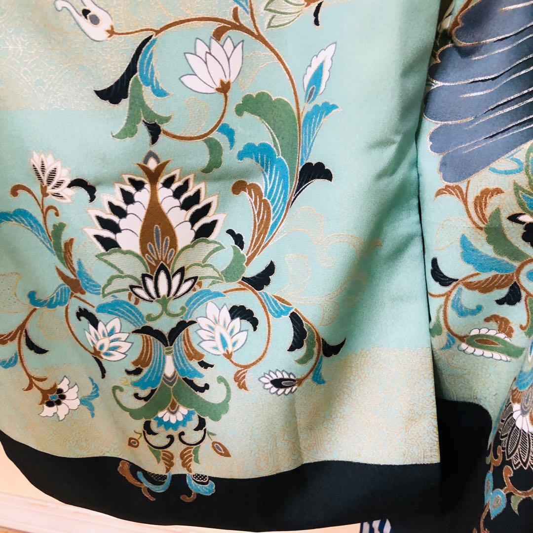 七五三 五歳‼️グリーン系に鷹金彩煌びやか‼️袴未使用しつけ糸付き‼️完全フルセット‼️