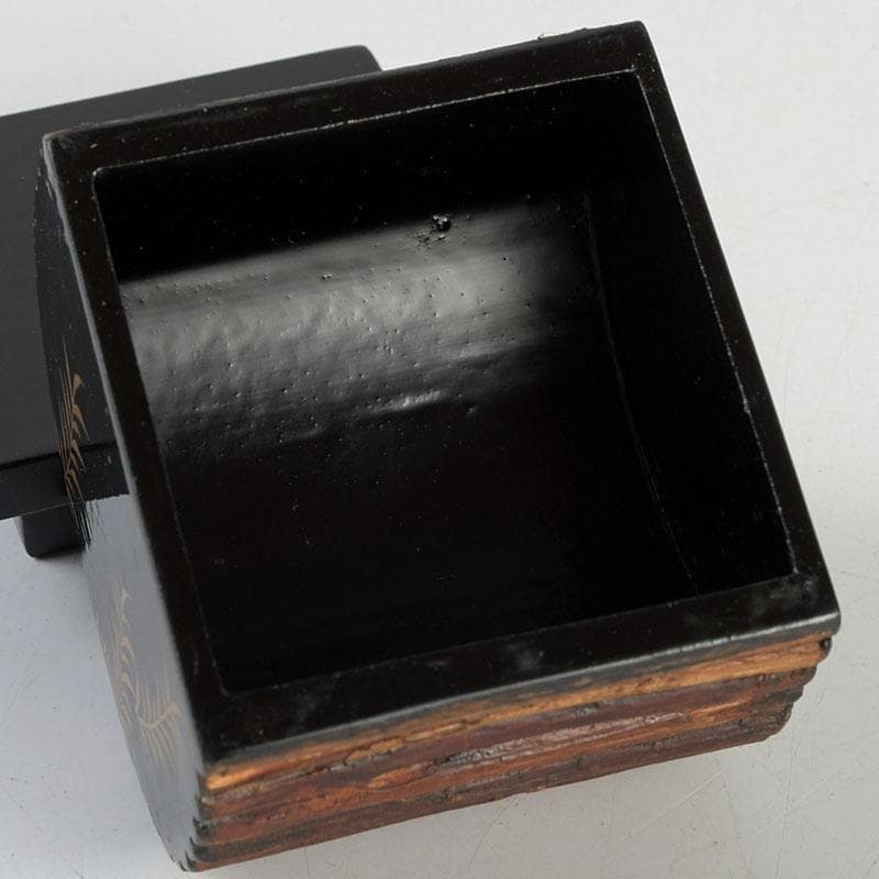 茶道具 一峰作 柳蒔絵 烏帽子香合 共箱 V 9529