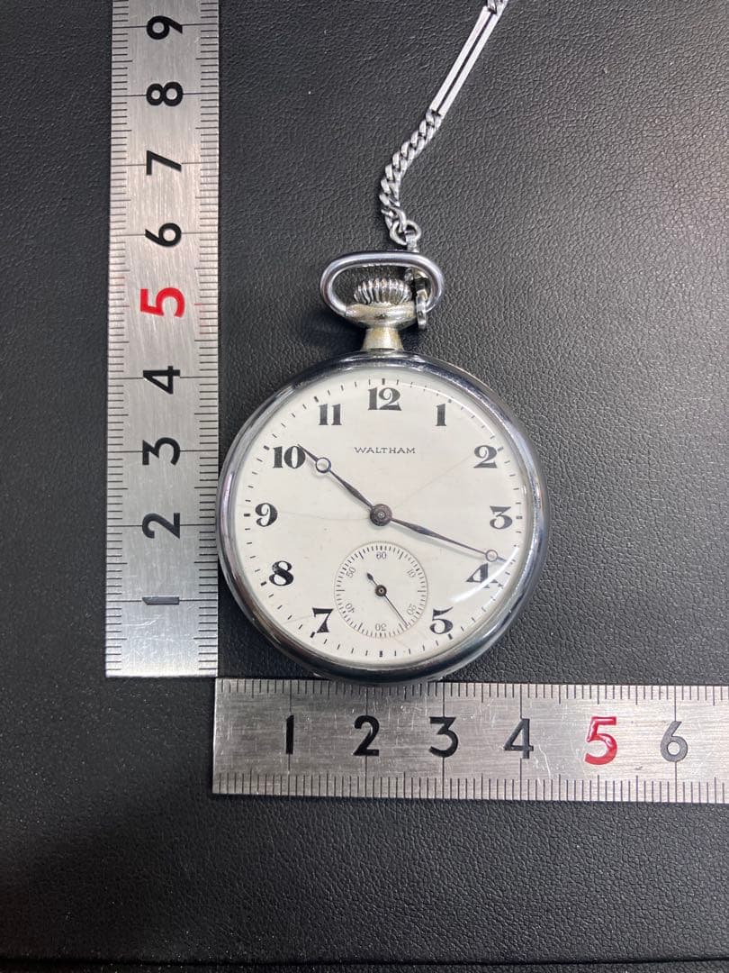 ①【WALTHAM/ウォルサム】手巻懐中時計 ホワイト文字盤 スモセコ※稼働品