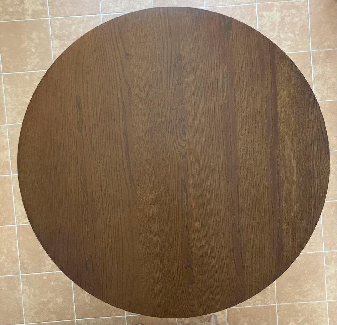 ダークブラウン　円形　丸　木製ダイニングテーブル