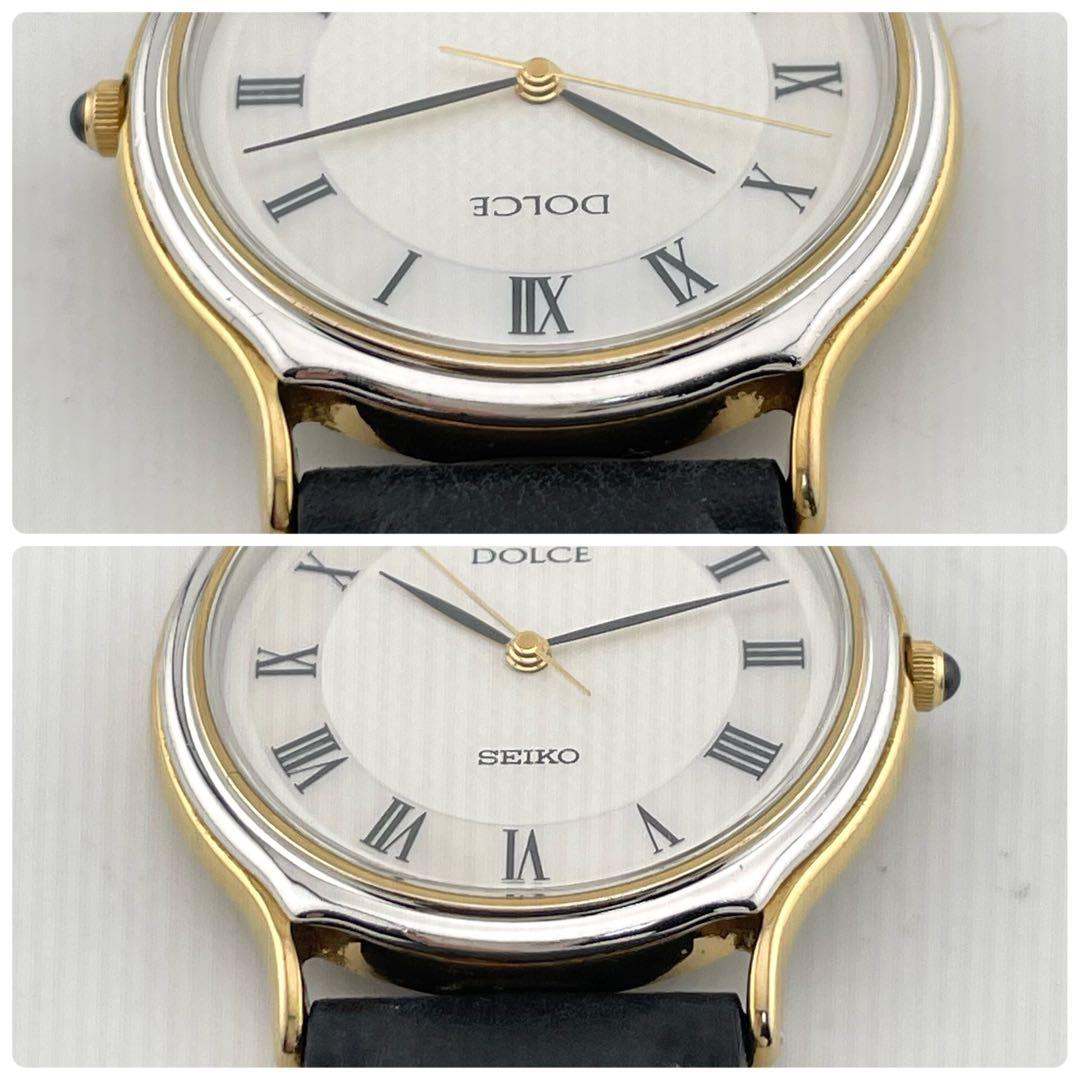 【稼働/新品電池/新品ベルト】セイコー　ドルチェ　シェル文字盤　コンビ　腕時計
