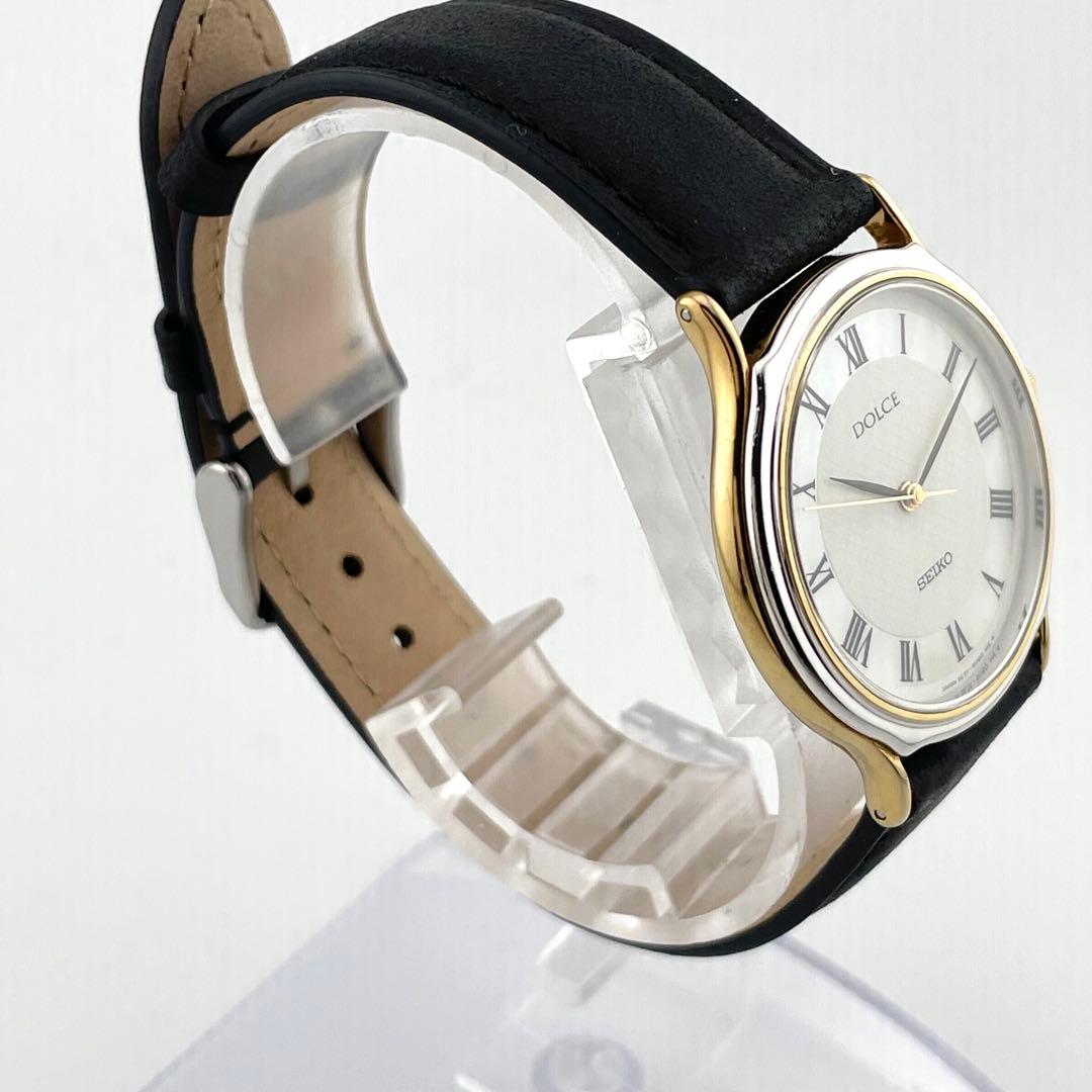 【稼働/新品電池/新品ベルト】セイコー　ドルチェ　シェル文字盤　コンビ　腕時計
