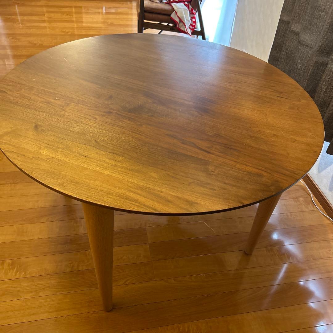 柏木工　円形木製テーブル ブラウン