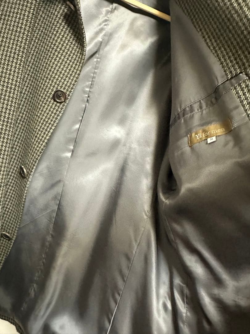 美品　激レア【Y's for men コート】千鳥格子柄ハウンド‐トゥース