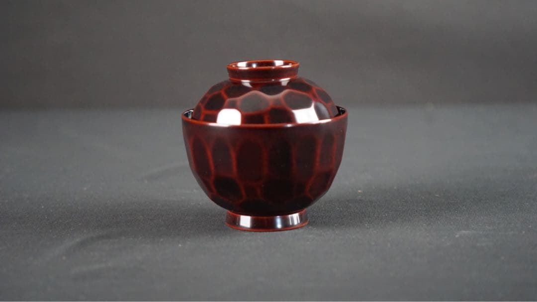 輪島塗 渦蒔絵 亀甲形 吸物椀 5客 共箱 未使用 美品