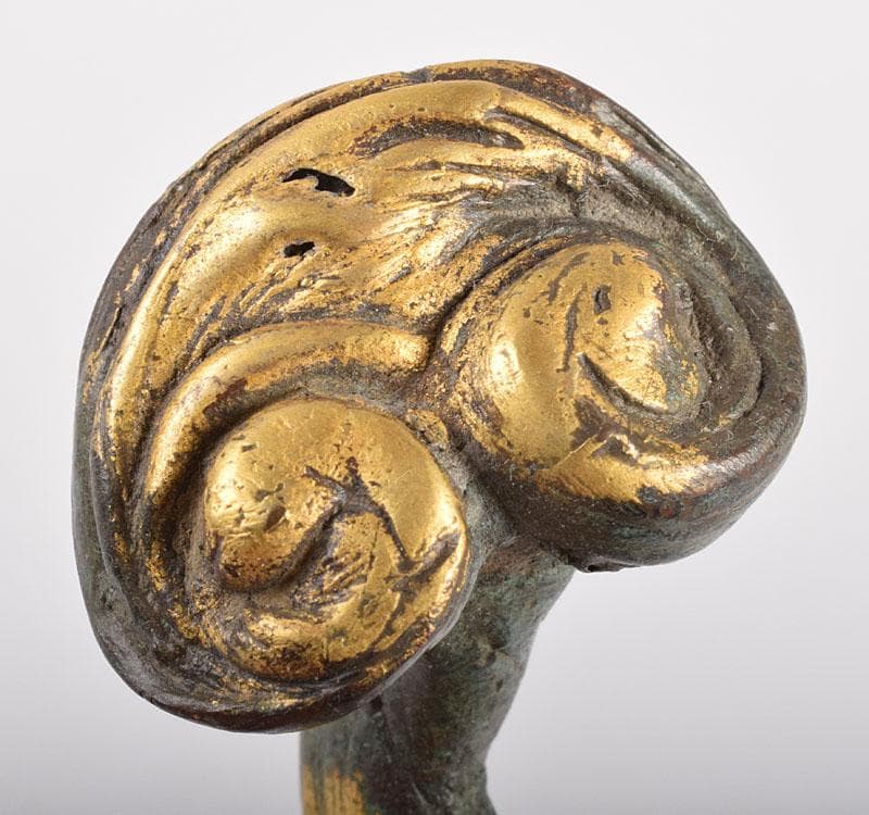 平安 秦蔵六造 塗金銅 霊芝書鎮 共箱 M R4017 C9979569