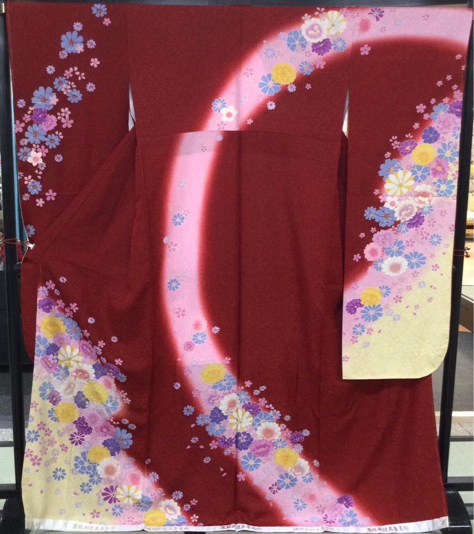 ☆少々難あり☆正絹 振袖 仕立て上がり リメイク-A ☆少々難あり