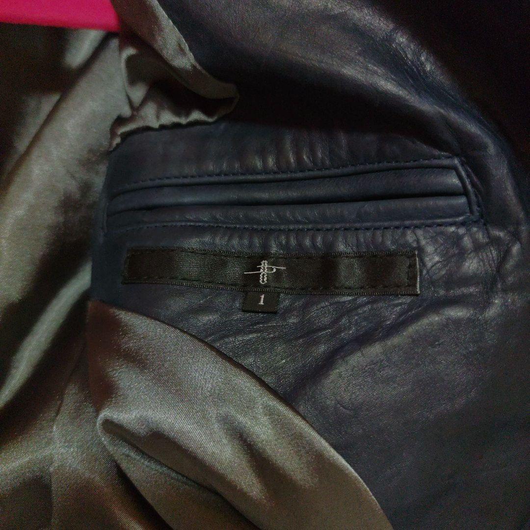 ノーアイディー 希少色ダークブルー本革（牛革）ダブルブレスト