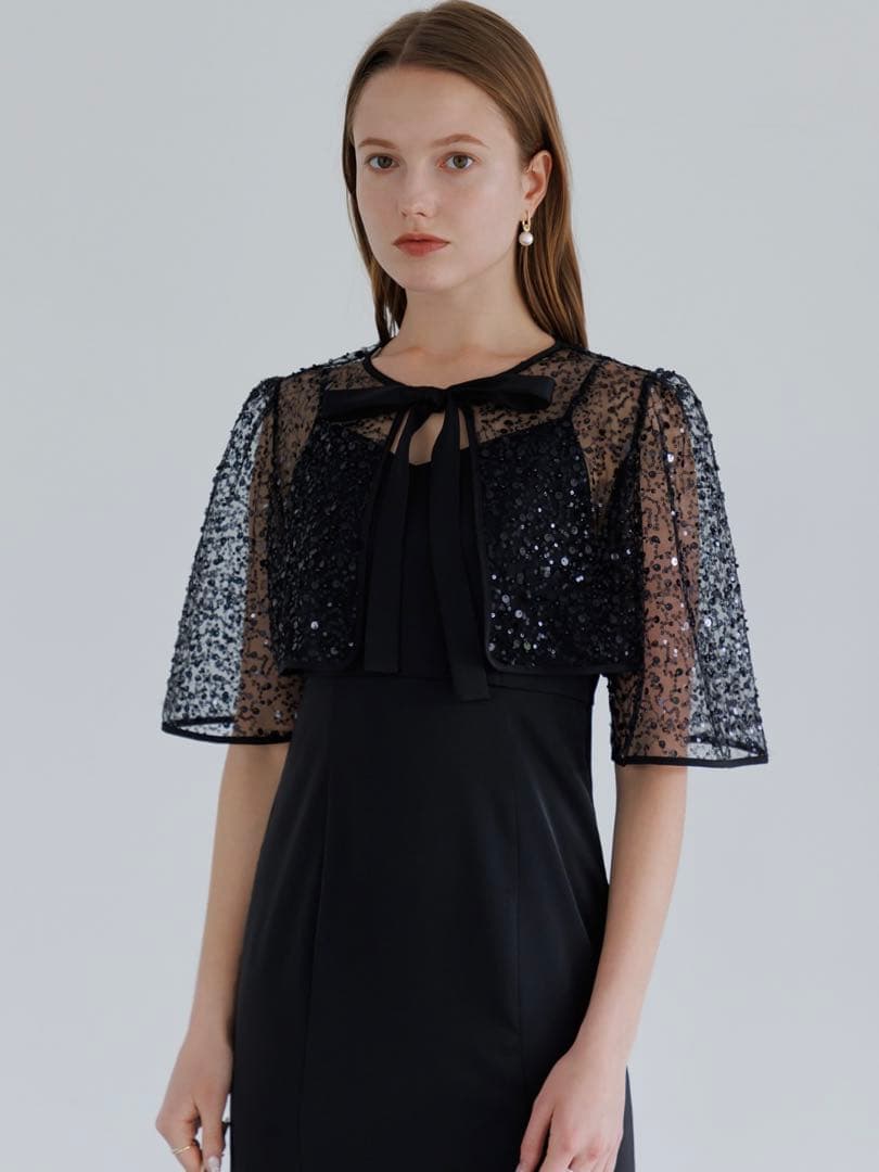 スパンコールビジューボレロマーメイドワンピースドレス結婚式二次会