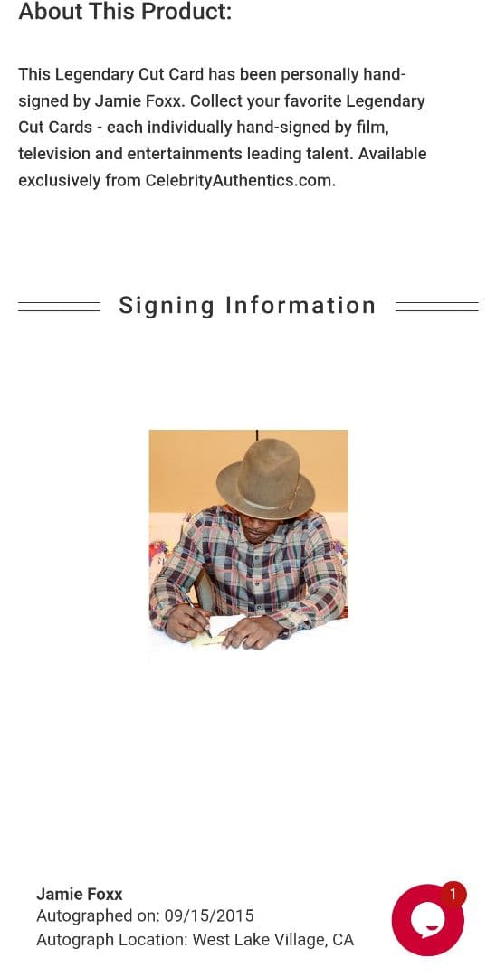 ジェイミー・フォックス 直筆サインカード