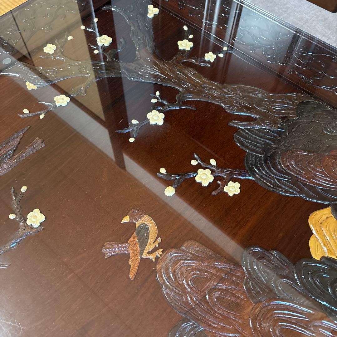 中澤唐木 好斎之作 座卓 ローテーブル ガラス天板付き