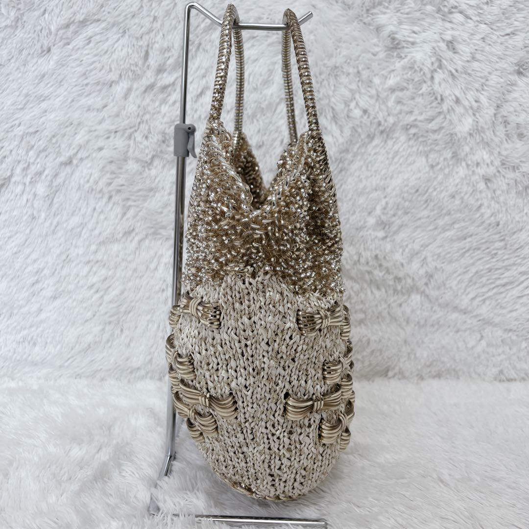 【美品】アンテプリマ ラフィアアマーノ ワイヤーバッグ リボン バイカラー