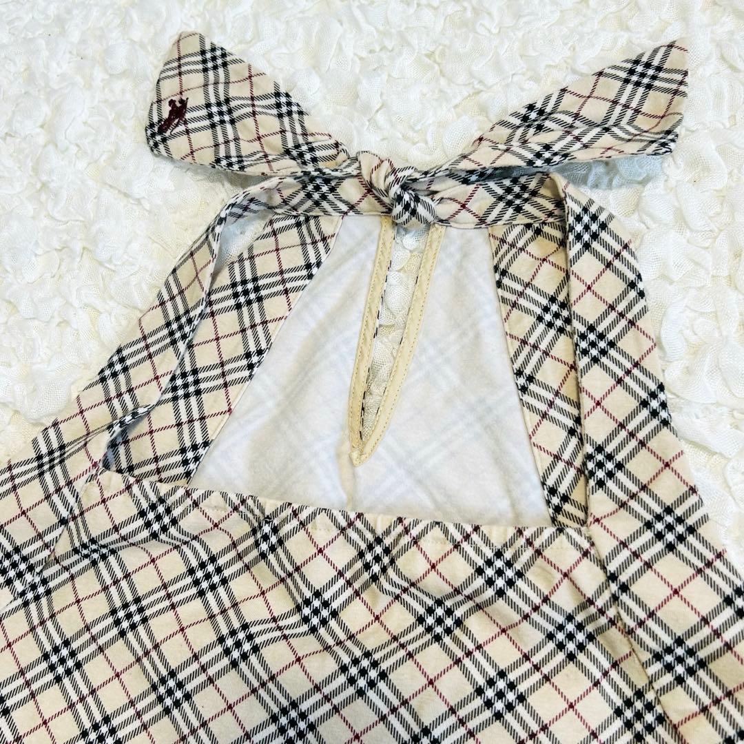 【バーバリーブルーレーベル】ノバチェック　ホルターネック　日本製　ベージュ