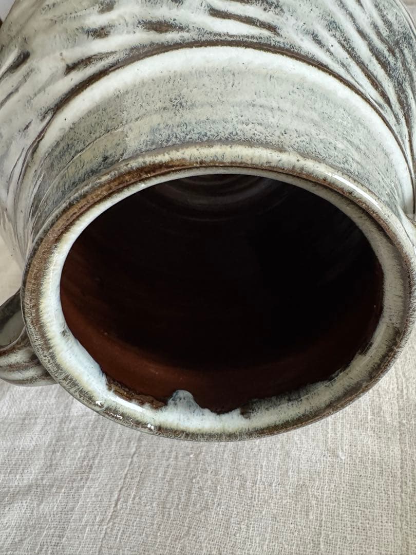 柴田雅章丹波雅章花瓶糠釉紋押耳付壺民芸