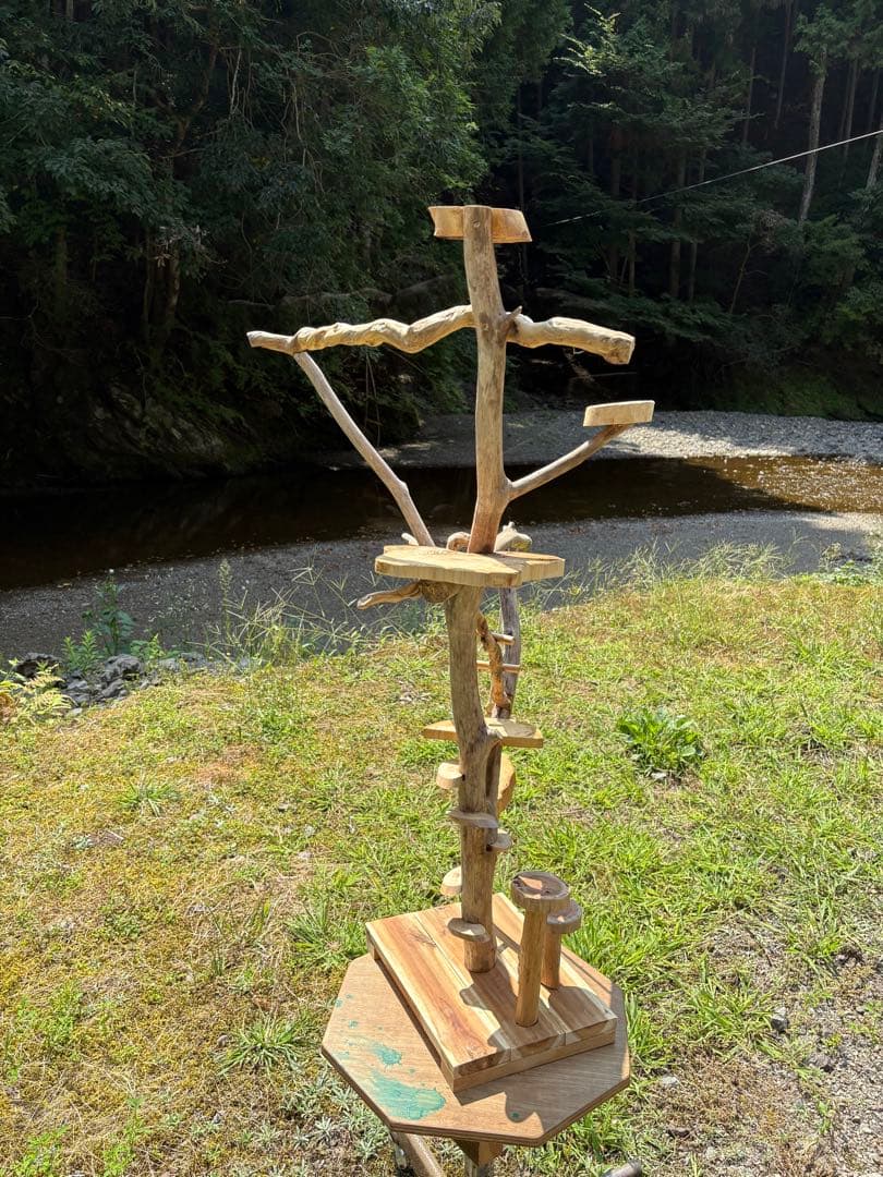 ハンドメイド 流木 バードアスレチック バードジム 流木インテリアの