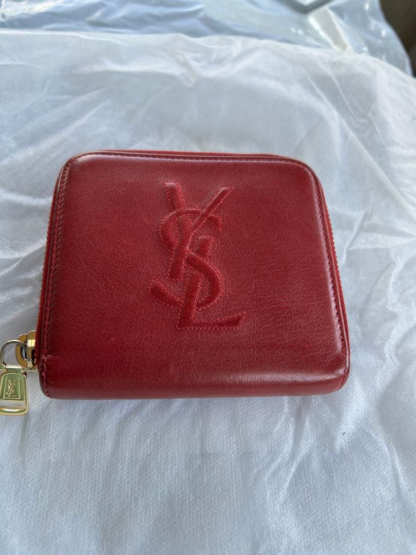 YSL 赤 レザー 二つ折り財布 イブ サンローラン