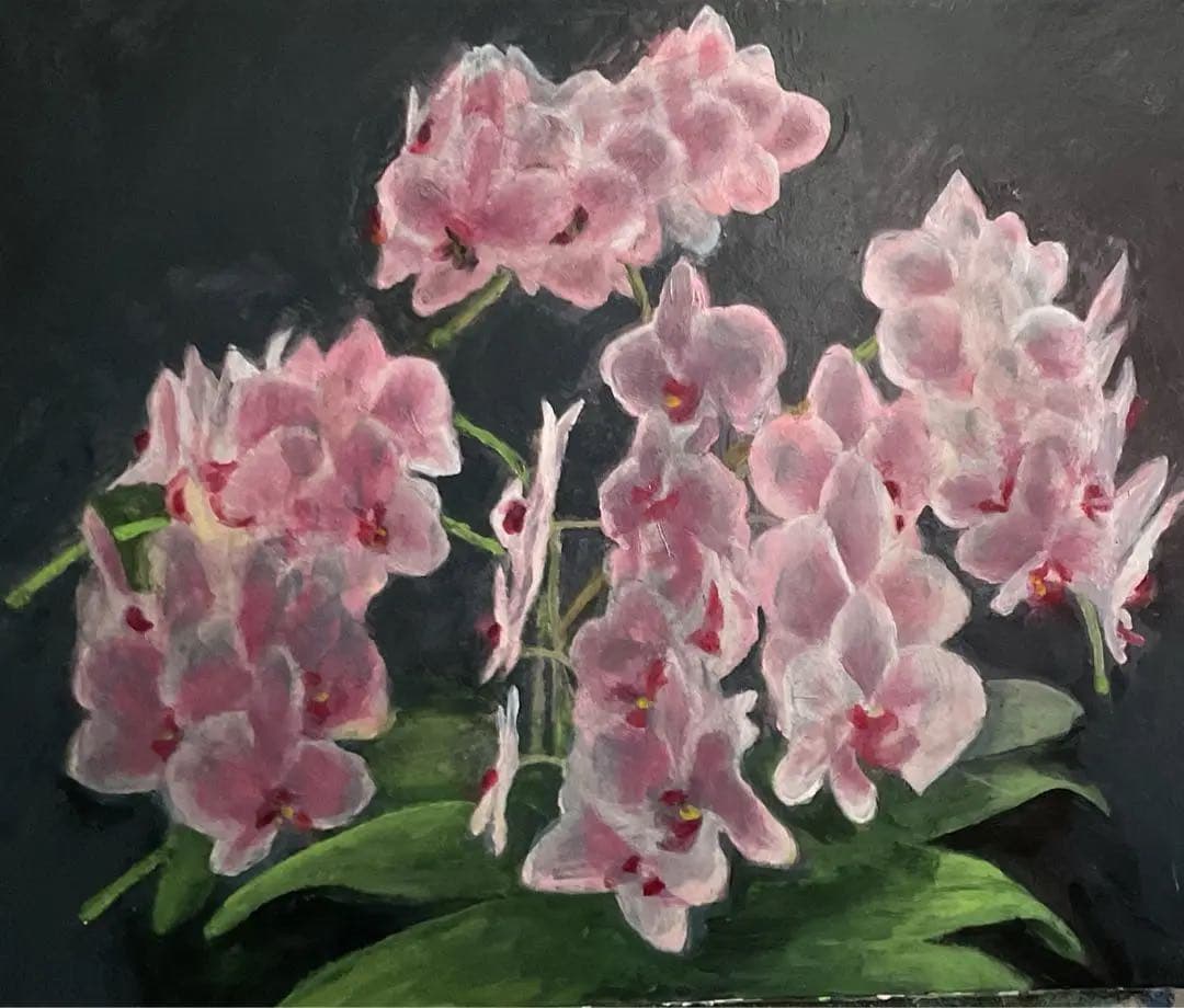 油彩画　「　胡蝶蘭　」　原画　　F8号　額付