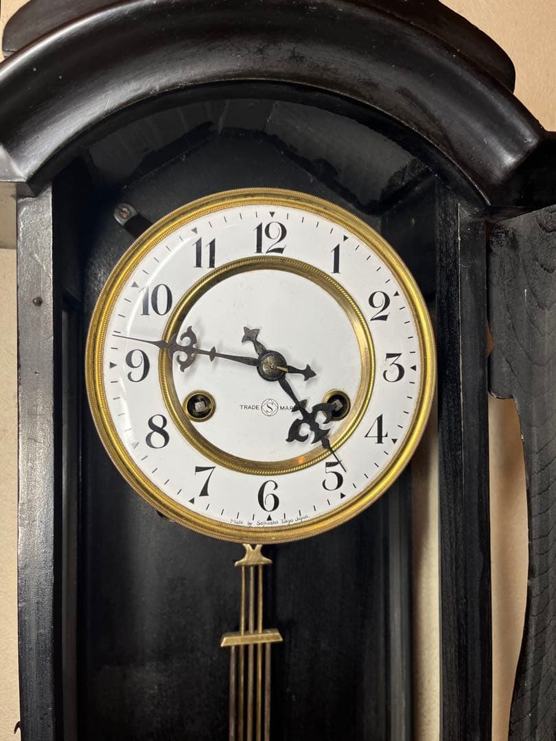 精工舎　ひさご　柱時計　古時計　振り子　ゼンマイ　ボンボン　ユンハンス　レトロ