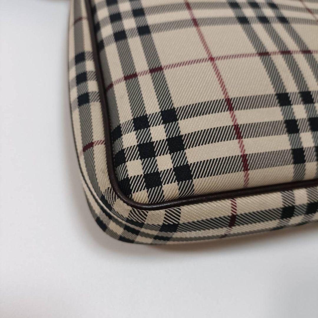 【美品】BURBERRY 人気 ノバチェック ショルダーバッグ キャンバスレザー