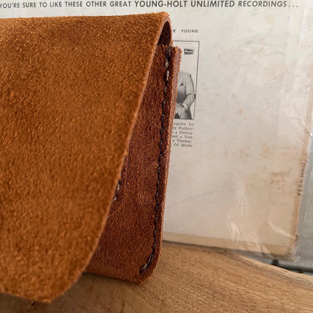 kudu革長財布 スエード ケース付き ２点セット キャメルカラー 一点物