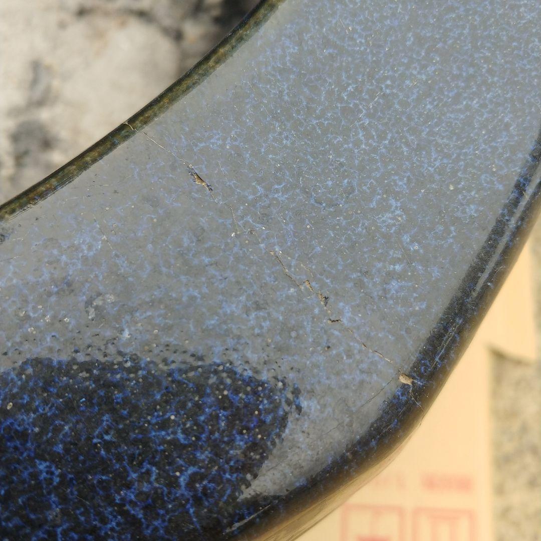 大型火鉢 青い12角形の火鉢 灰つき 陶器製 直径46・内寸32,5・高さ30