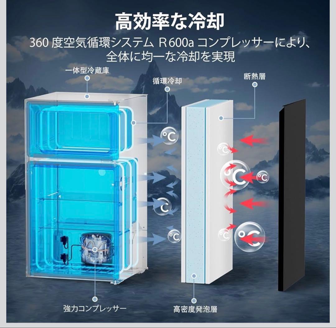 新品 在庫処分 小型 冷蔵庫 87L 2ドア 省エネ 黒 新生活