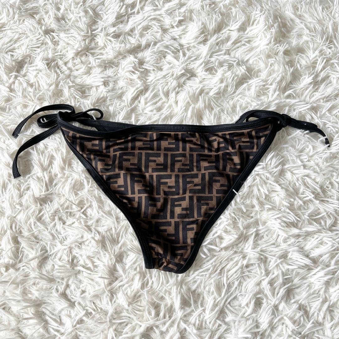 フェンディ　水着　ビキニ　ズッカ柄　ブラウン　黒　42サイズ　専用ポーチ付き