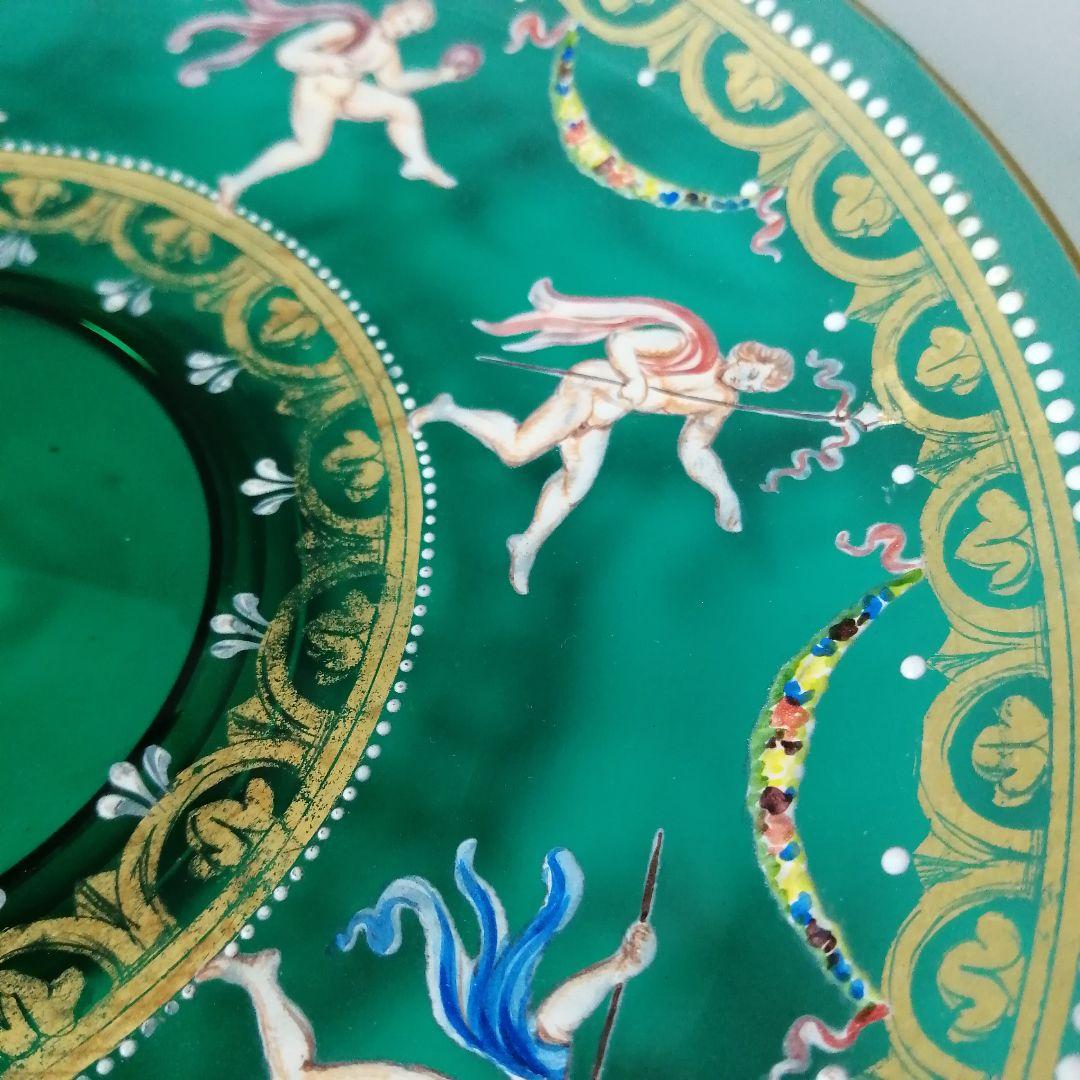 イタリア ベネチアングラス ヴェネツィア ムラノ エナメル彩 金彩 皿