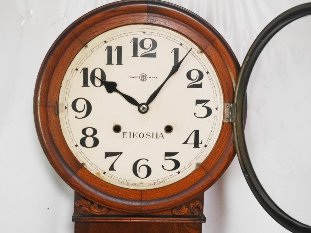 動作品★アンティーク　EIKOSHA　英工舎　ゼンマイ式　柱時計◆中古
