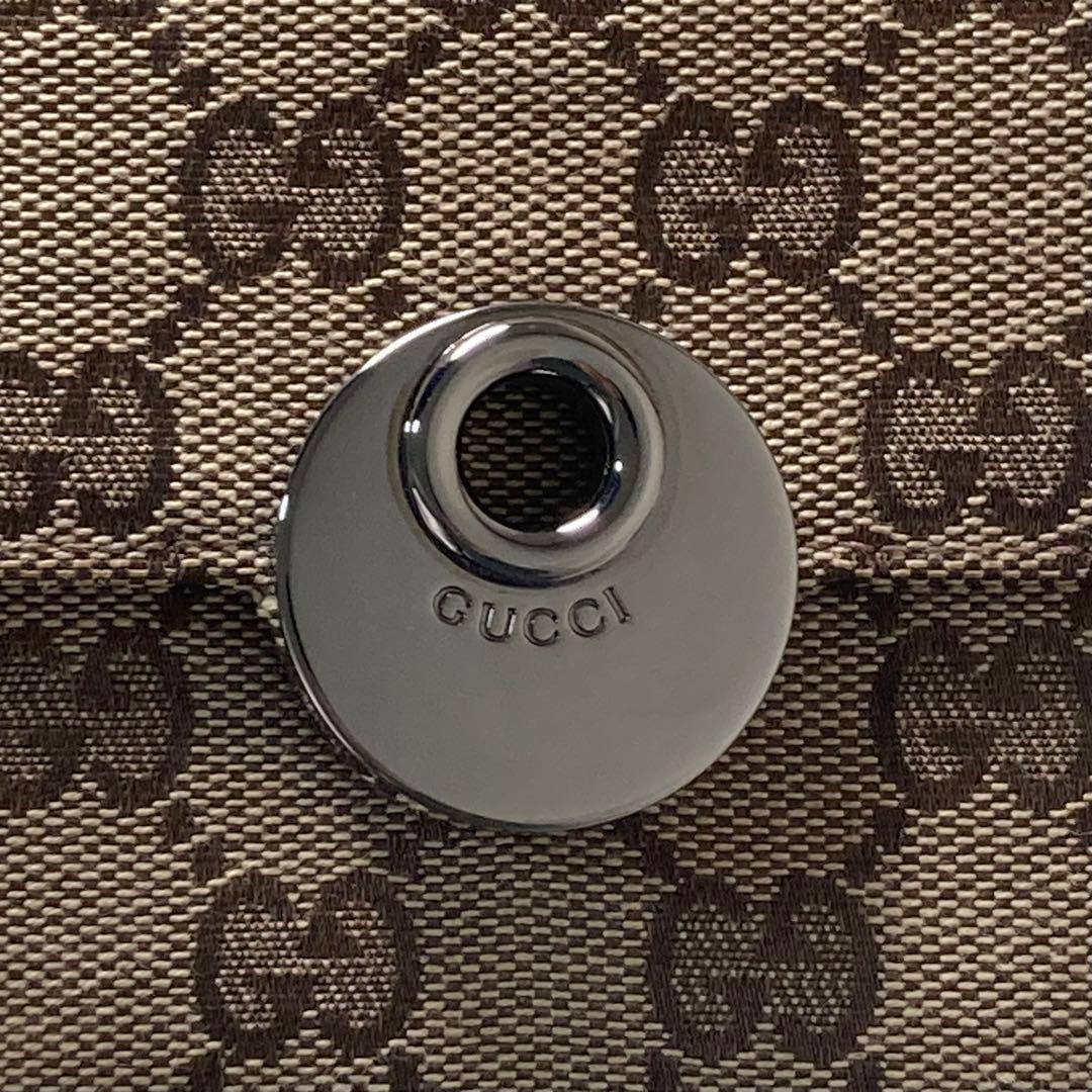 極美品 GUCCI グッチ 二つ折り 三つ折り キャンバス 茶色 財布 箱付き