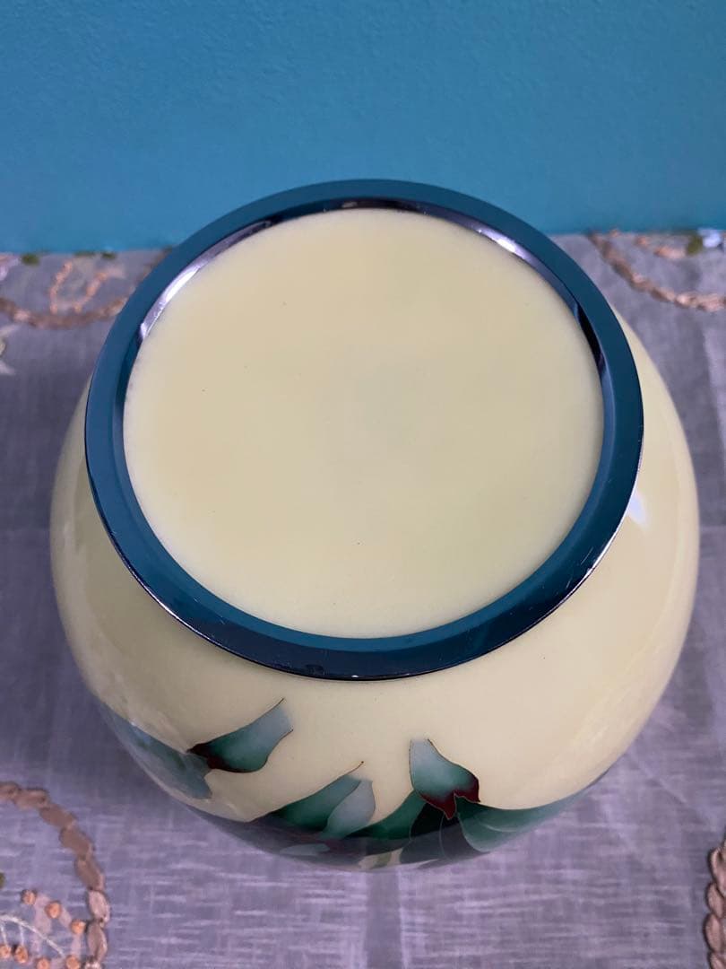 七宝焼花瓶 クリームカトレア 20cm