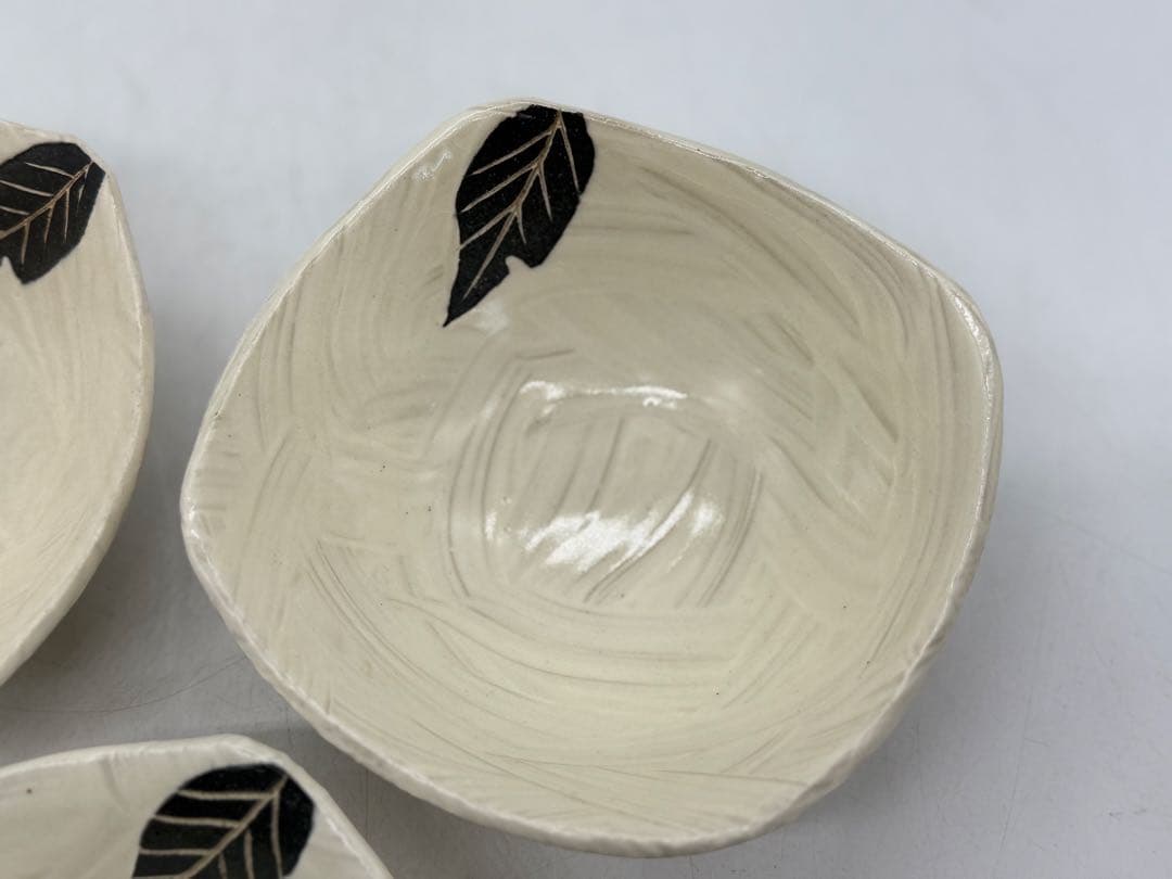 坂田甚内作　白釉角鉢3点　名人作　送料込み250605