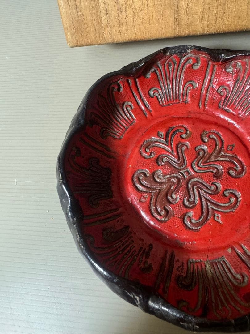 2414 天然木　乾漆　菓子鉢　時代物