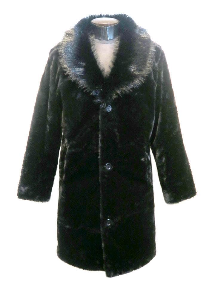 4XL ファーコート ショール襟 黒 ブラック 毛皮 パンク ロック ロカビリー