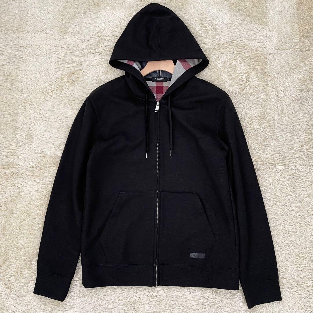 ブラックレーベルクレストブリッジ パーカー フルジップ チェック 黒 Mサイズ