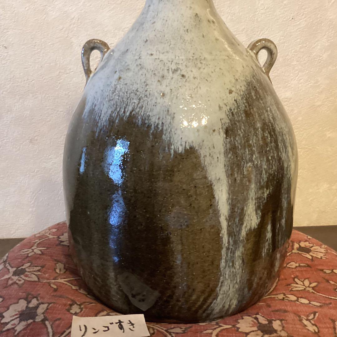 叩き朝鮮唐津耳付花生　唐津焼中里太郎右衛門作