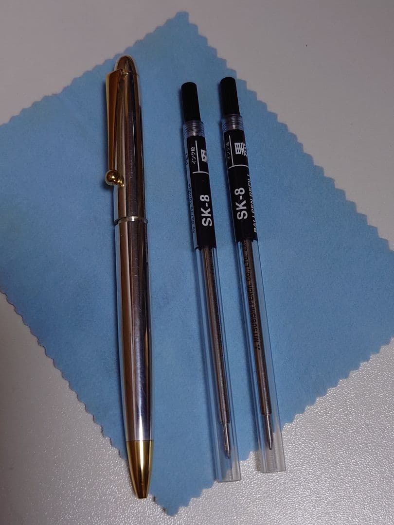 不二ゼット万年筆 田村浩二作 純銀削出し ゴールドトリム ツイスト式