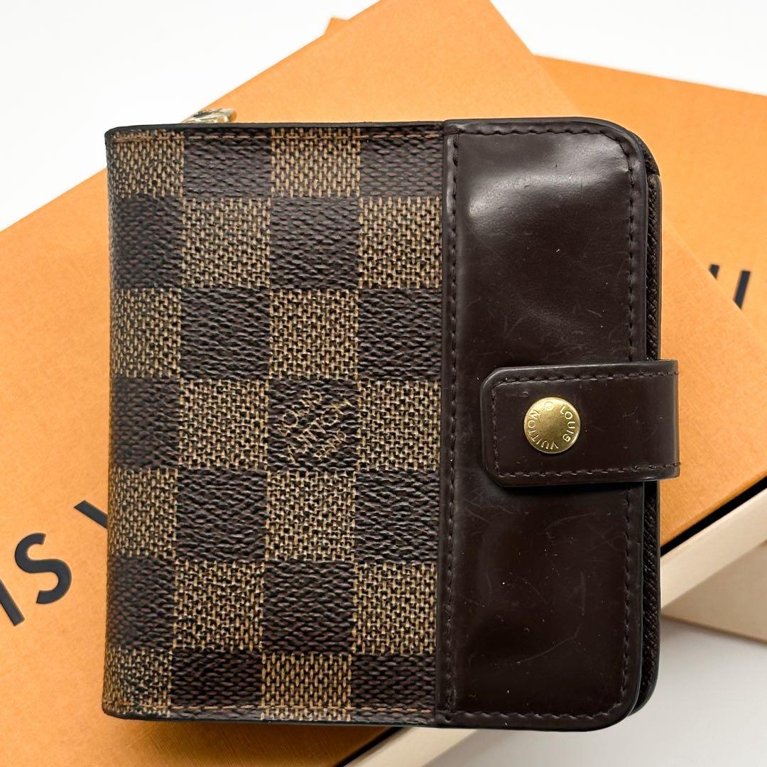 ルイヴィトン コンパクトジップ ダミエ 二つ折り ミニ スモール ルイヴィトン コンパクトジップ ダミエ 二つ折り財布 ブラウン ミニ