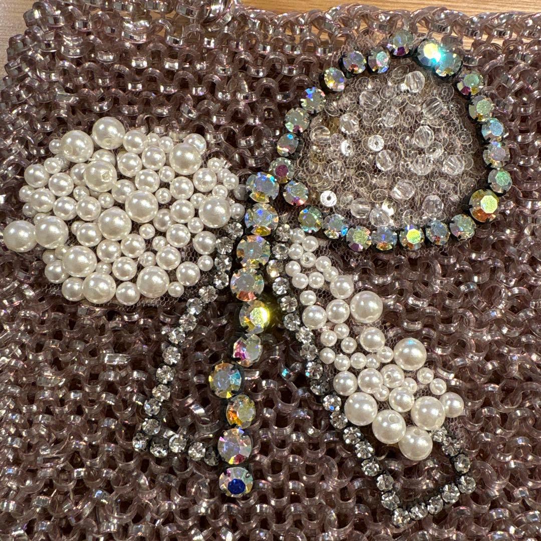 未使用☆ANTEPRIMA クリア・ピンク　ワイヤーバッグ　パールリボン