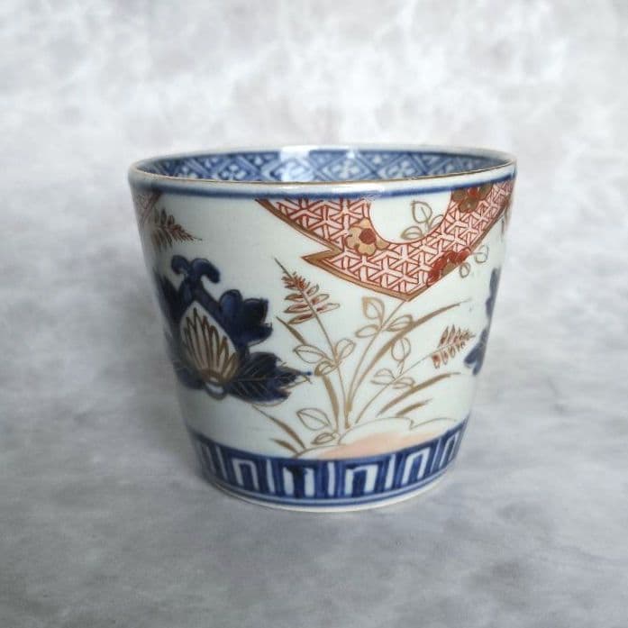 古伊万里 染付 金彩赤絵 大猪口 向付 江戸時代 骨董 金継ぎ