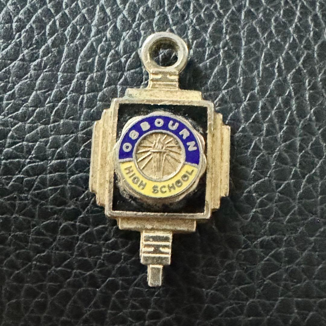 カレッジリング金ゴールド73ネックレストップ社章ピンズ40sバッジ73