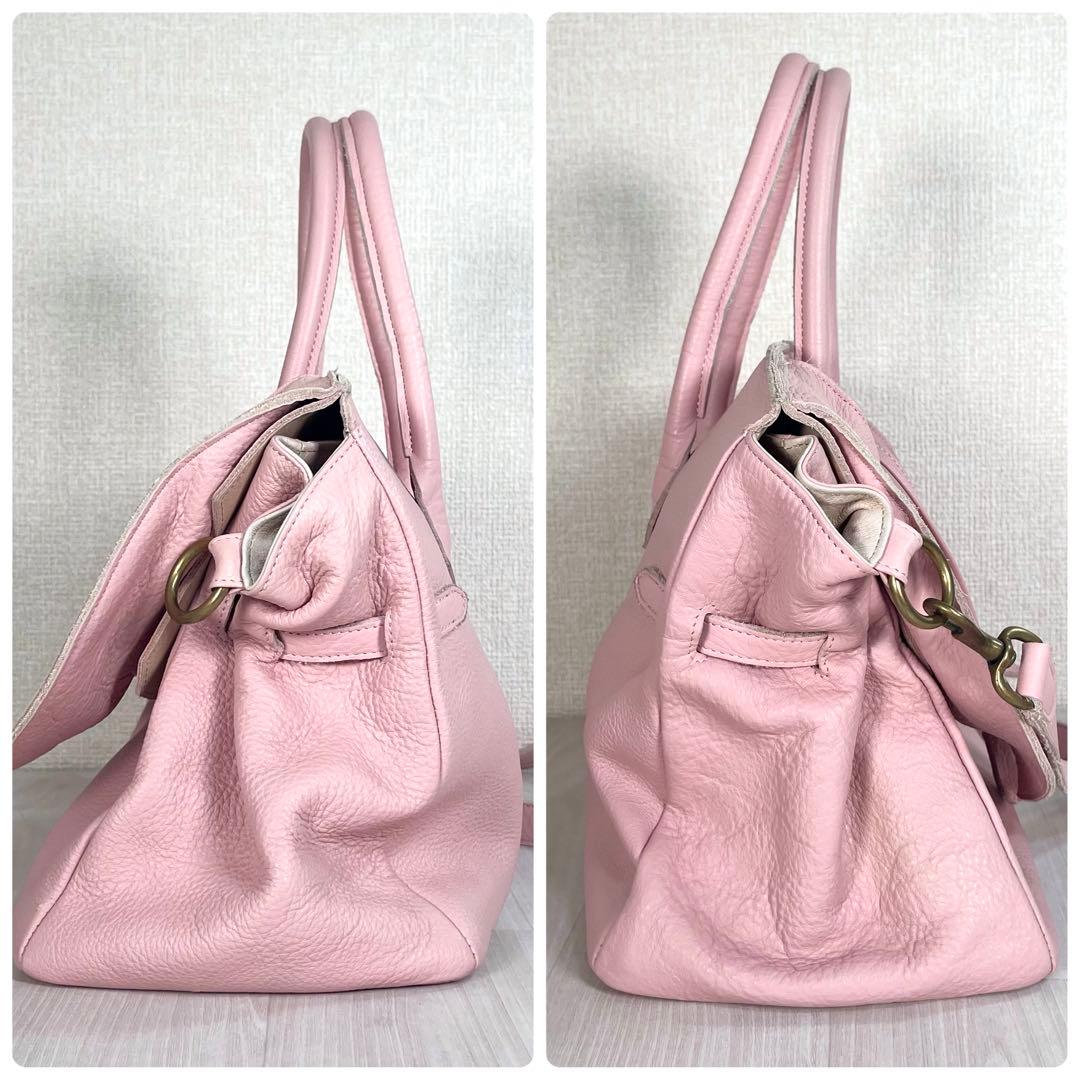 【良品】あちゃちゃむ ムチャチャ　うさ耳 ハンドバッグ　2WAY　レザー　ピンク