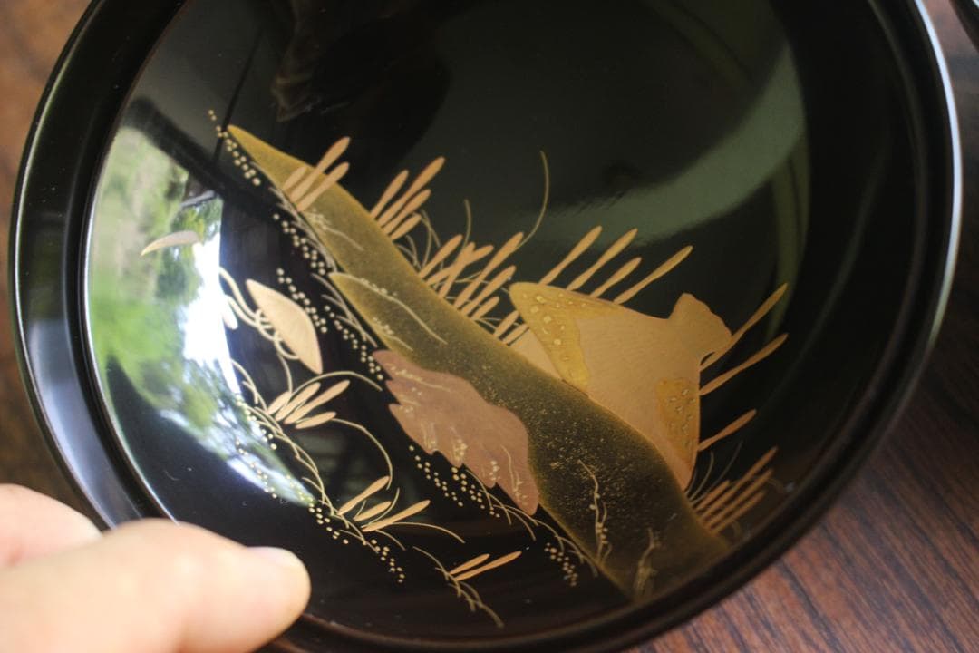 絵柄選択可！時代黒漆に極上千鳥見返し蒔絵の映えるお椀10点（検輪島塗懐石椀蒔絵椀